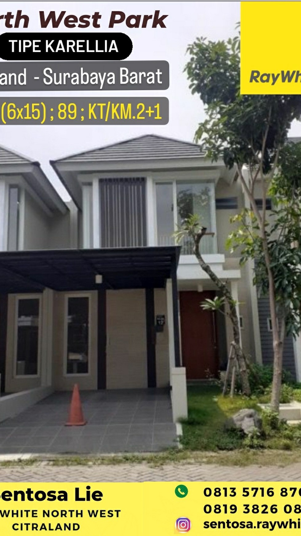 Dijual Rumah North West Park Citraland Surabaya Tipe Karellia - Hadap.Selatan - HGB