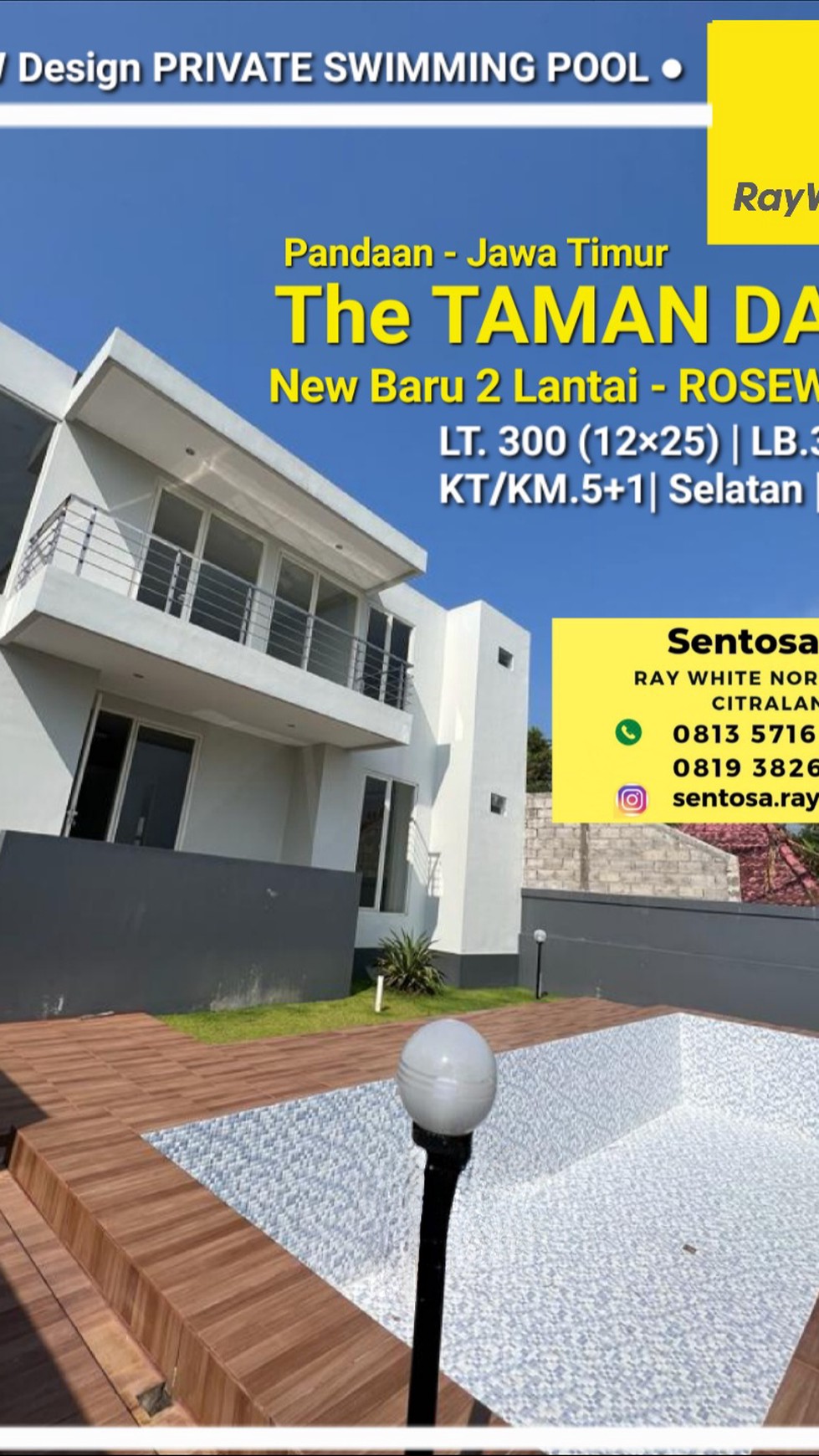 Dijual Rumah Villa The Taman Dayu Rosewood  - New Design PRIVATE Swimming Pool +Best Mountain View - Pandaan -Pasuruan Jawa Timur 