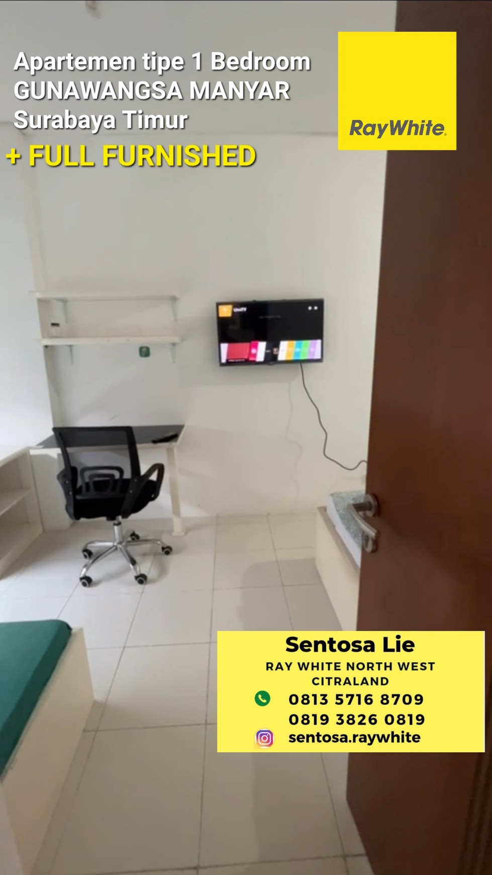 Apartemen Gunawangsa Manyar Surabaya Timur Tipe 1 Bedroom Full Furnished siap Huni