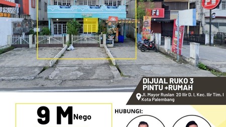 DIJUAL RUKO 3 PINTU + RUMAH (HARGA MURAH DIPUSAT KOTA PALEMBANG)