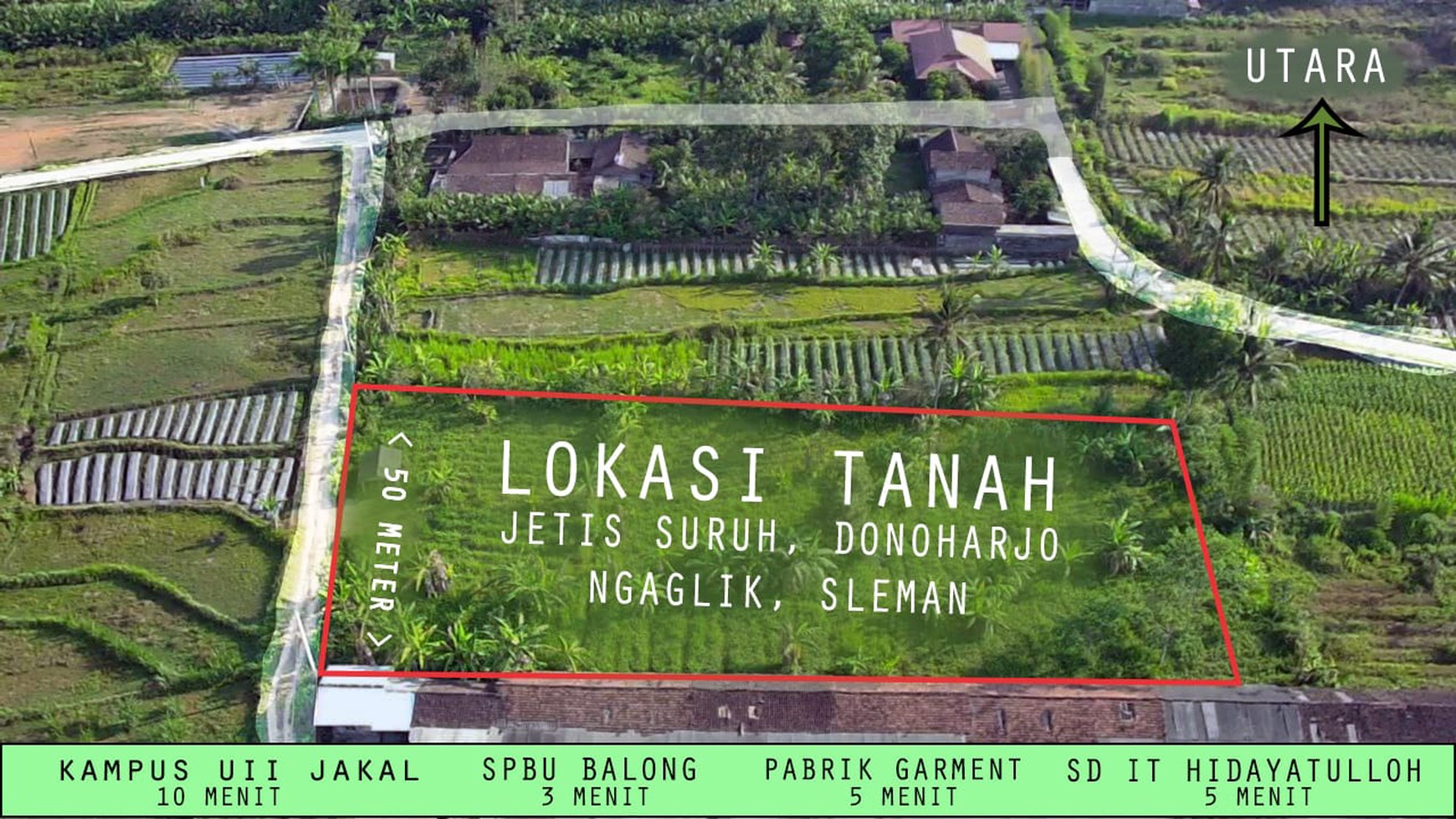 Tanah Sawah Luas 3100 Meter Persegi Lokasi Ngaglik Sleman 