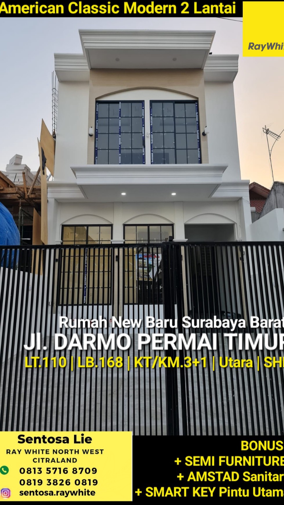 Rumah Baru  Darmo Permai Timur Surabaya New American Classic Strategis dekat Pakuwon Mall, HR.Muhammad, Madame Chang