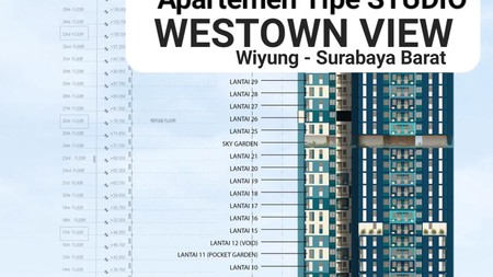 Apartemen Westown View - Tipe Studio - Lantai 7 - Kondisi Baru View Kota - Wiyung - Surabaya Barat