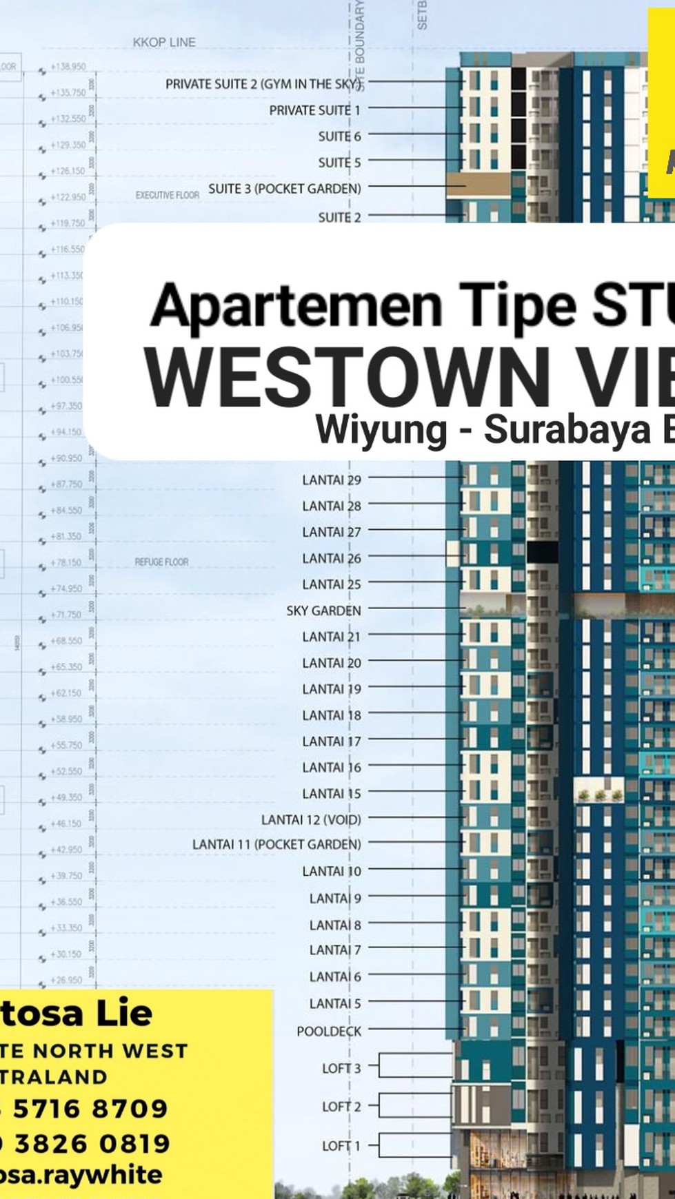 Apartemen Westown View - Tipe Studio - Lantai 7 - Kondisi Baru View Kota - Wiyung - Surabaya Barat