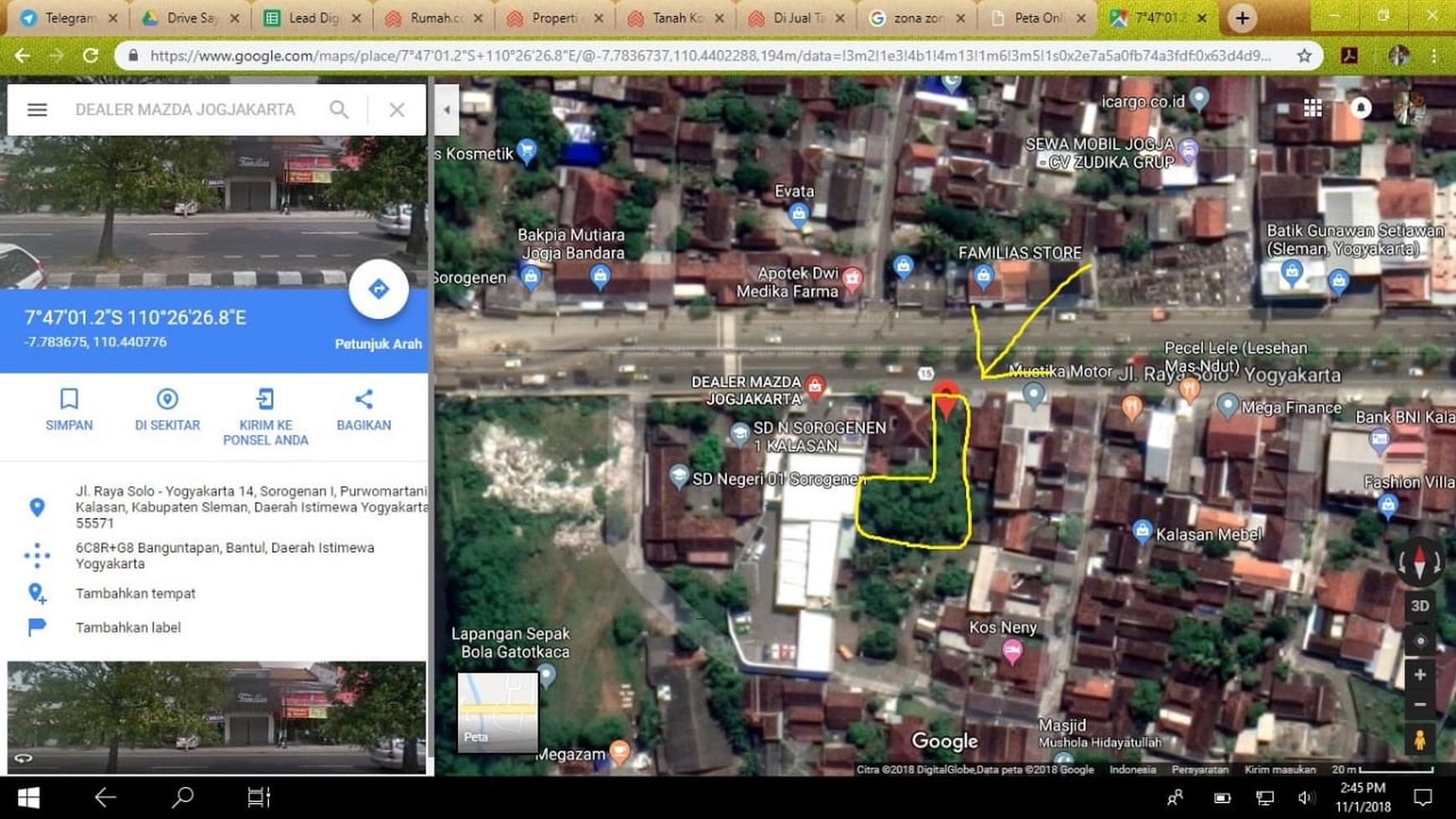 TANAH DILOKASI SETRATEGIS, COCOK UNTUK USAHA/KANTOR/DLL.