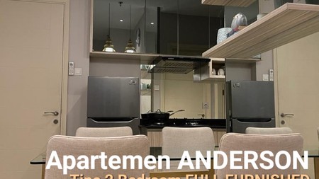 Dijual Apartemen Anderson Tipe 2 Bedroom Full Furnished Modern Tower A , Akses Pakuwon Mall, Supermall , PTC 