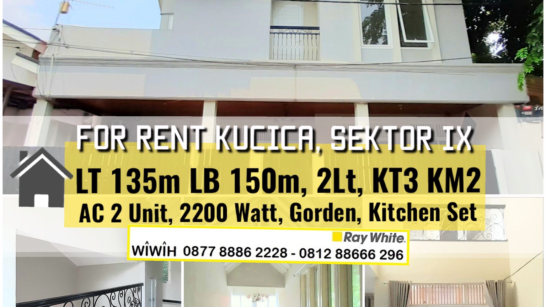 Rumah Minimalis Luas 135m Harga 70Jt/Thn nego di Kucica, Sektor IX, Bintaro Jaya