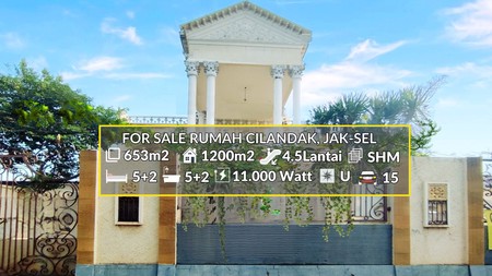 HOT SALE!Rumah Klasik Eropa di Cilandak, Jakarta Selatan Luas 653m2 Harga 15M Nego