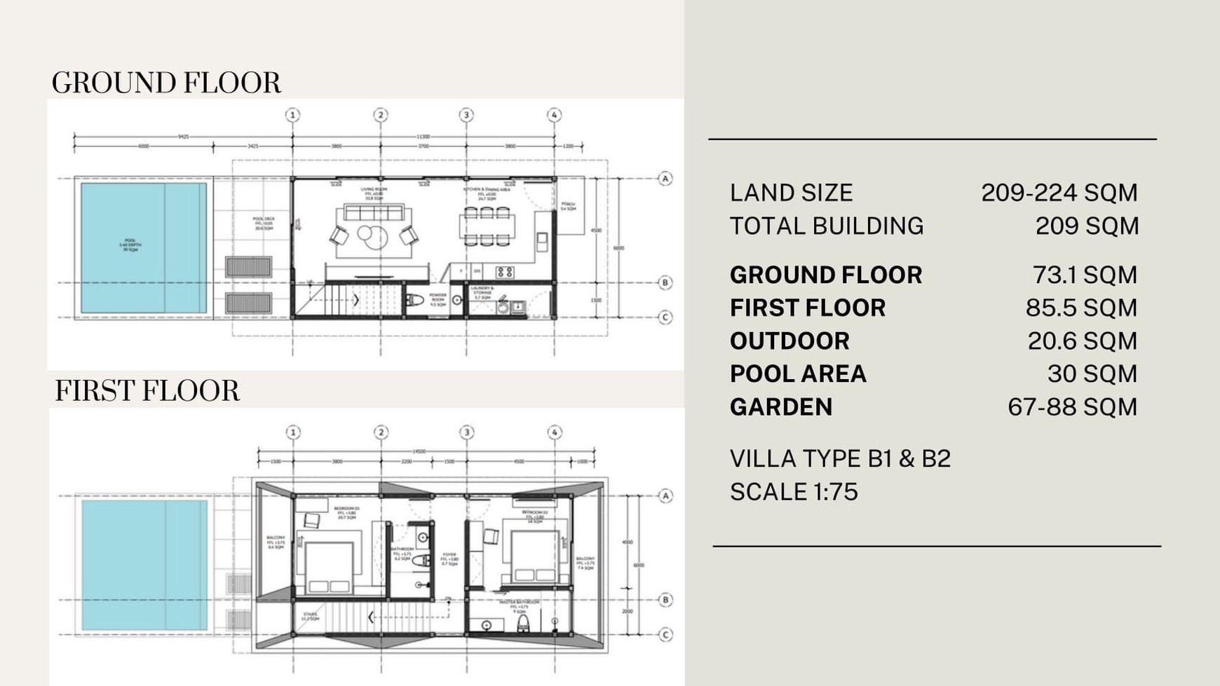 For Sale Leasehold - Brand new luxury villa complex 2 bedrooms close by Finns and Atlas beach club Berawa , Canggu / B