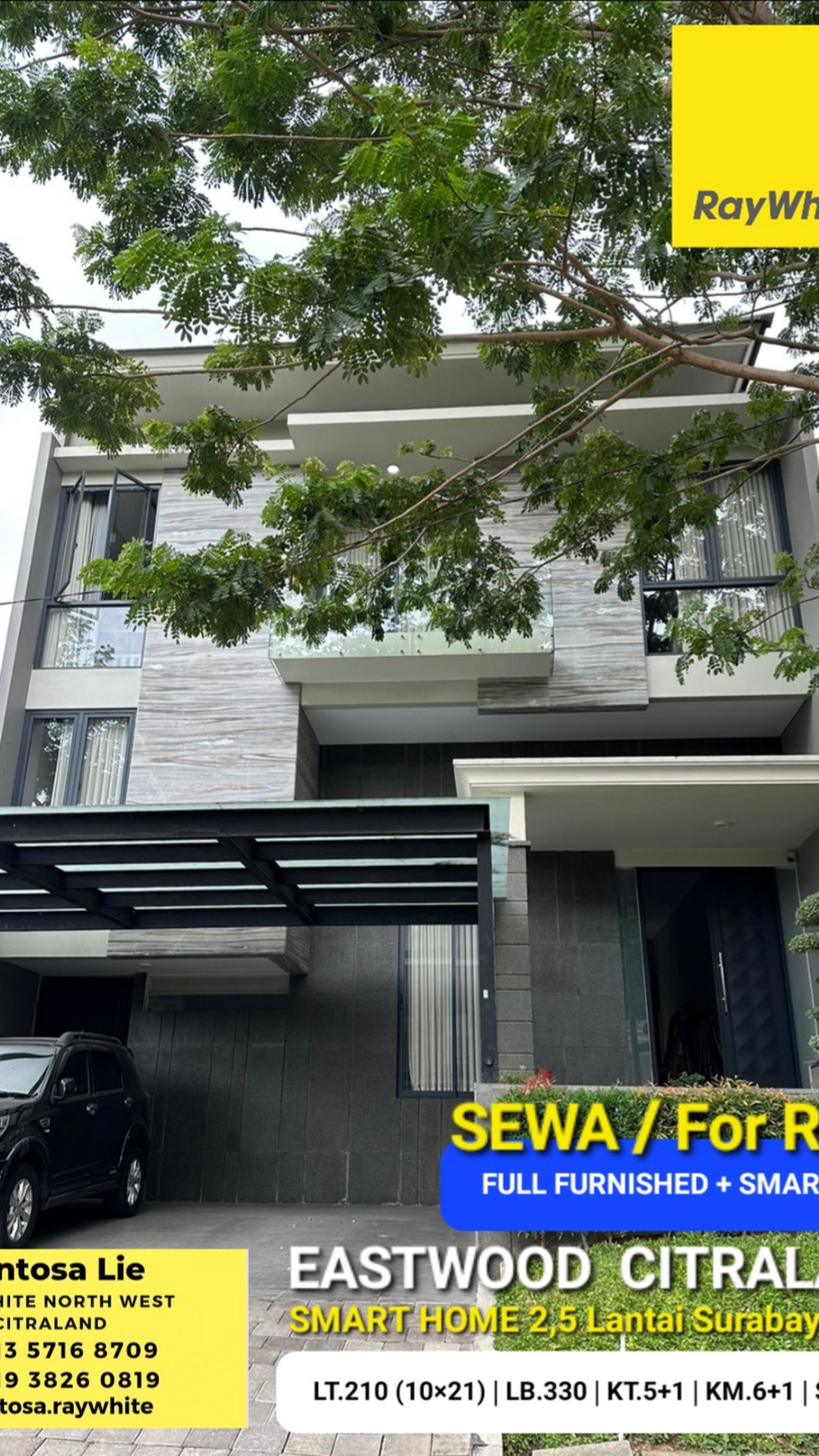 Disewakan Rumah Raya Eastwood Citraland Surabaya FULL FURNITURE Mewah + SMART Home 