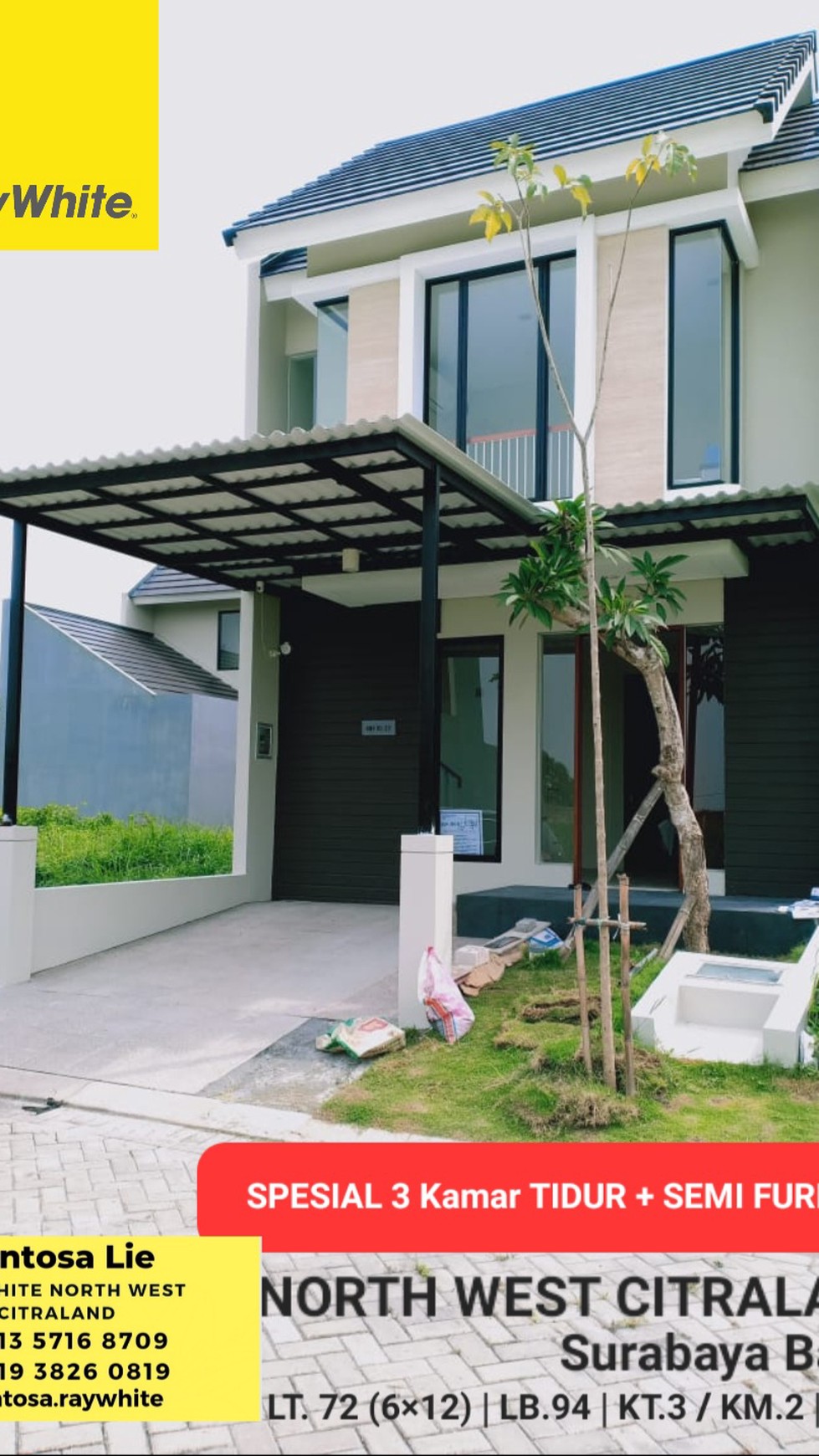 Rumah North West Citraland Surabaya SPESIAL 3 K.Tidur plus SEMI Furnished, 4 AC