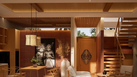 Natural Villa in Ubud with views of rice fields