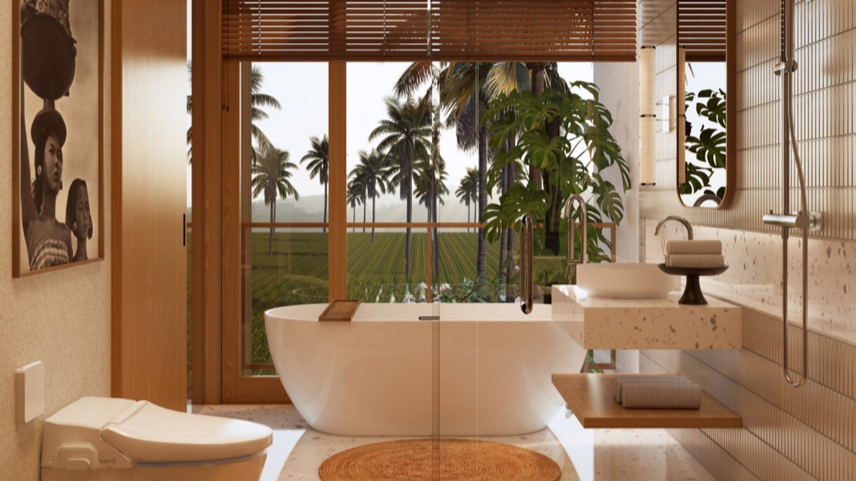 Natural Villa in Ubud Bali with views of rice fields