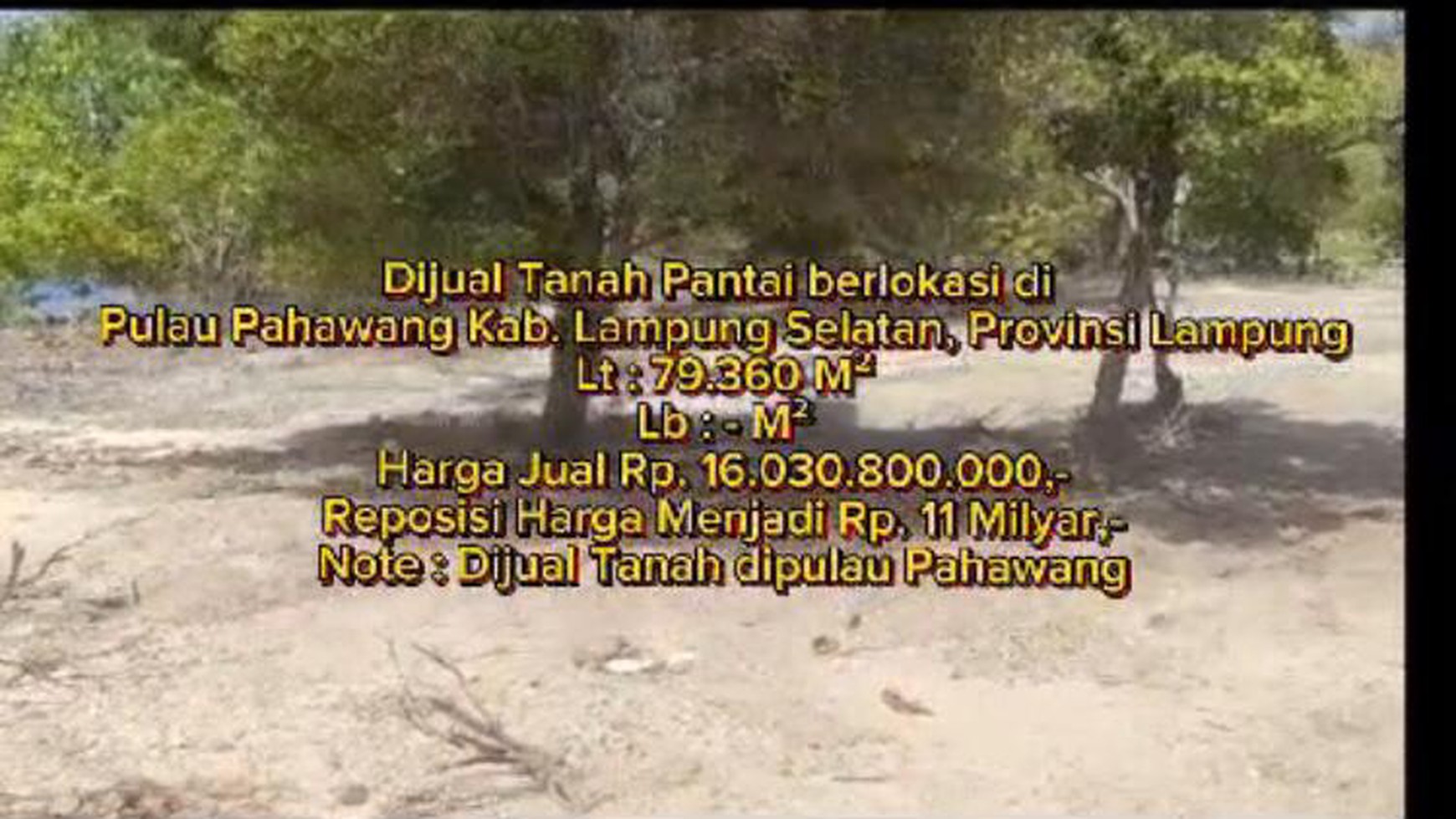 Dijual Tanah Pantai Pulau Pahawang Ketapang Pesawaran Lampung