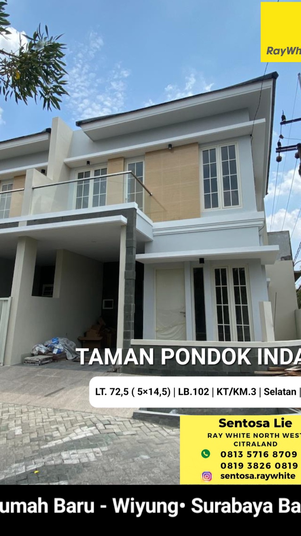 Rumah Taman Pondok Indah Wiyung Surabaya - New Baru Modern 2 Lantai  dekat Pakuwon Mall