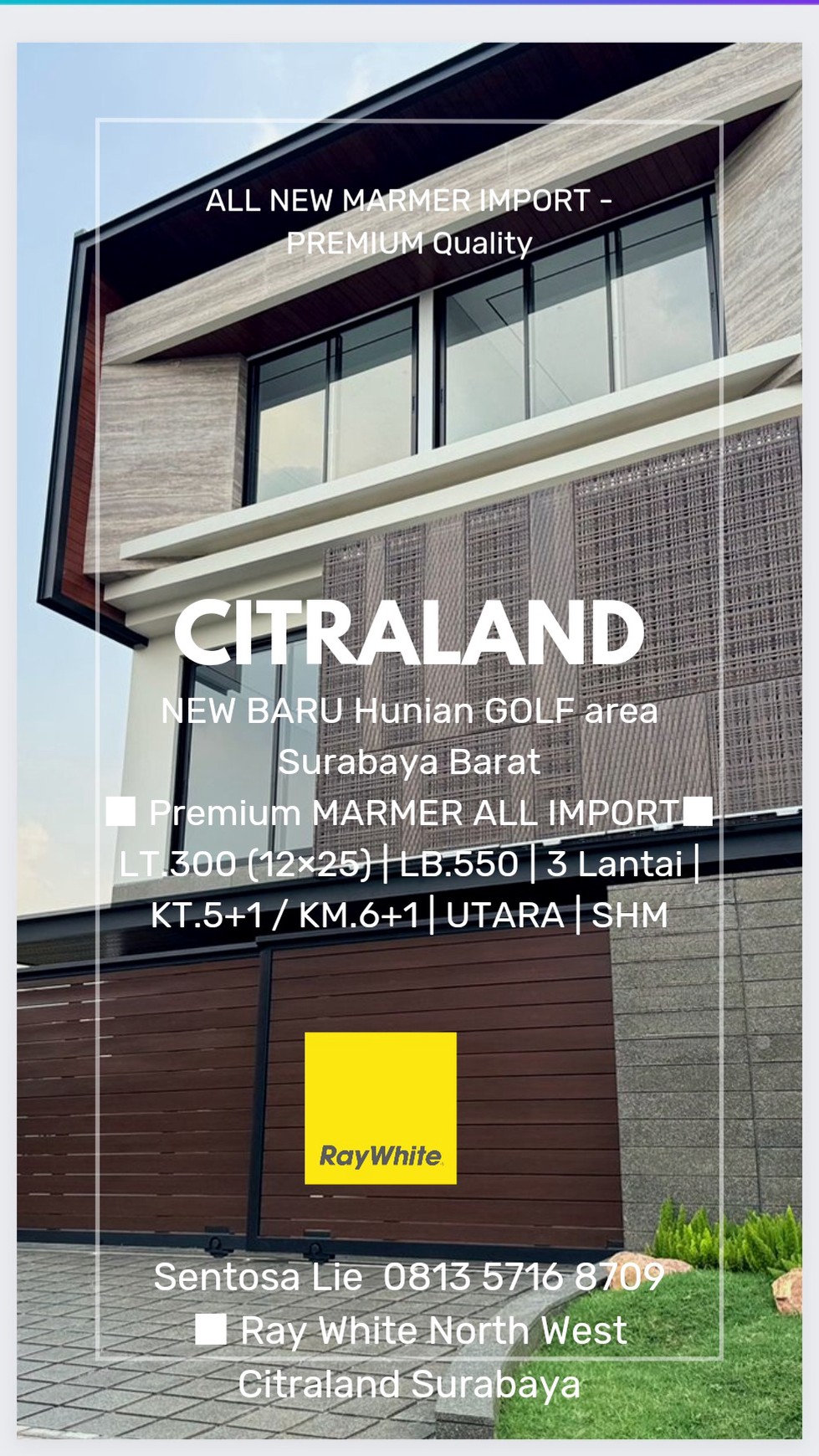 Rumah Bukit Golf Internasional Citraland Surabaya NEW all MARMER Import PREMIUM Quality Golf area Siap Huni