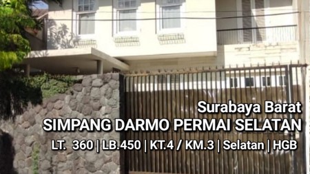 Rumah Simpang Darmo Permai Selatan  - Surabaya Barat - Modern  Mewah - Luas 360 m2 - SHM - Dekat Pakuwon Mall, PTC,  Supermall 