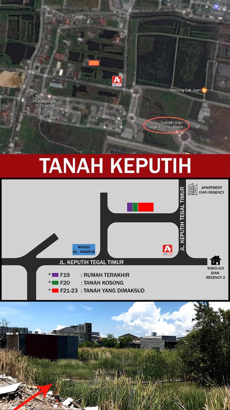 1134. Dijual Tanah Keputih Tegal Timur 