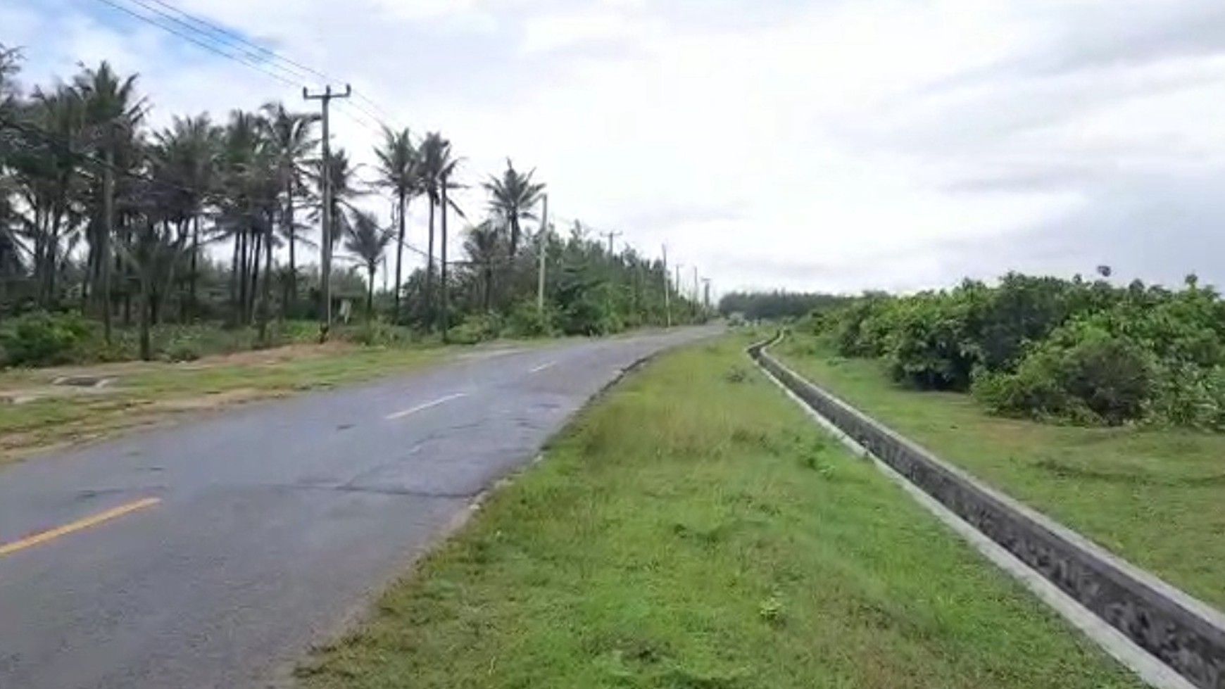 Tanah di jalan raya Binuangeun, Banten. Lokasi di pinggir pantai. Cocok usaha wisata.