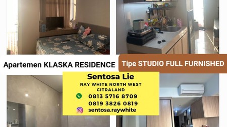 Disewakan Apartemen Klaska Residence Tipe STUDIO Full Furnished STRATEGIS 10 menit ke Tunjungan Plaza