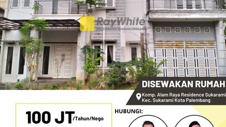 DISEWAKAN RUMAH KOMPLEK ALAM RAYA RESIDENCE PALEMBANG 