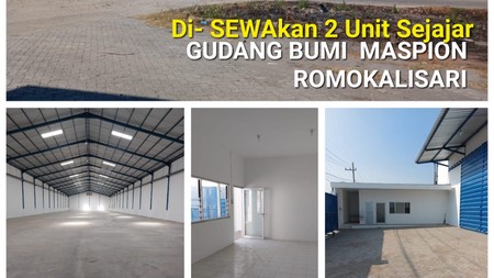 Disewakan 4200 m2 Gudang Surabaya di Bumi Romokalisari - Benowo - Kondisi Baru 2 Unit Sejajar Strategis  Siap Pakai