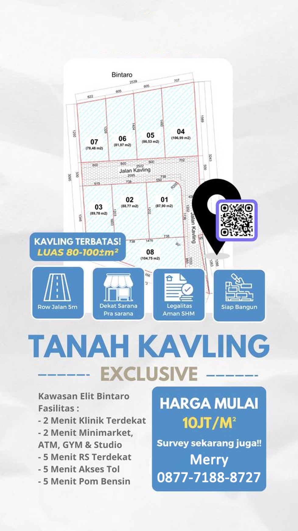 Kavling Tanah Siap Bangun dan Terdapat Lay Out dengan 8 Kavling @Gapura Menteng, Pondok Ranji