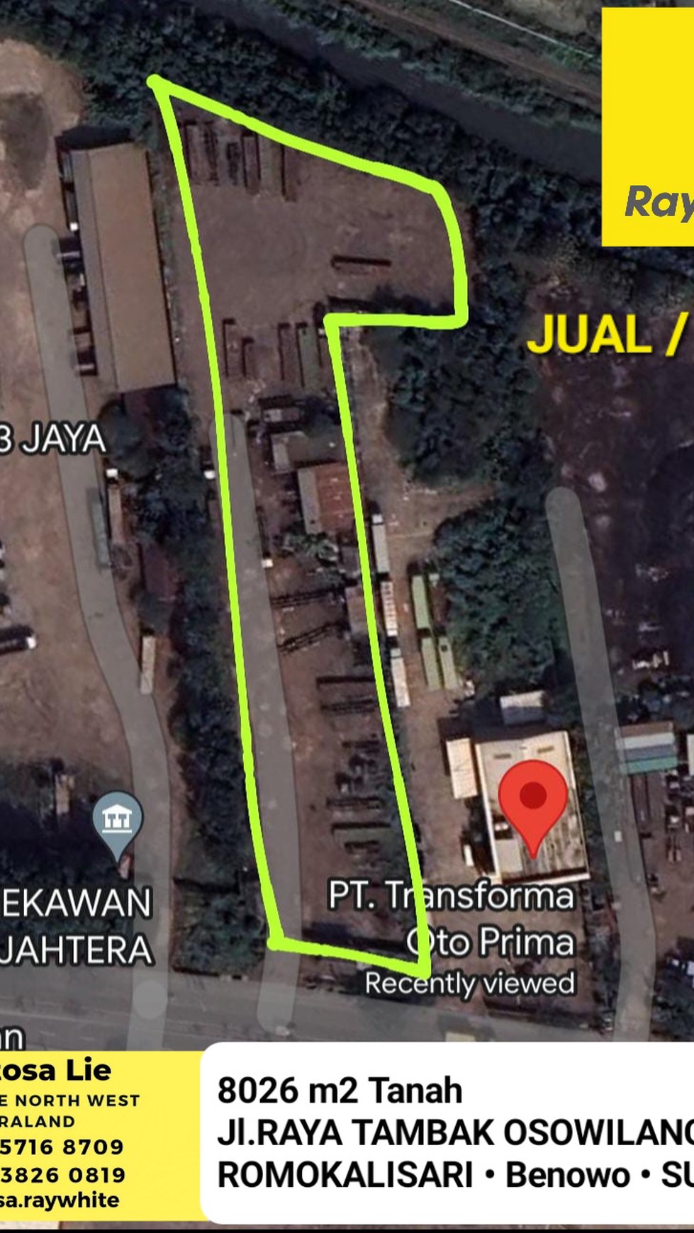 Dijual 8026 m2 Tanah Raya Tambak Osoeilangun - Romokalisari -Benowo - Surabaya  STRATEGIS Lokasi Nol Jalan RAYA Akses Truk Kontainer