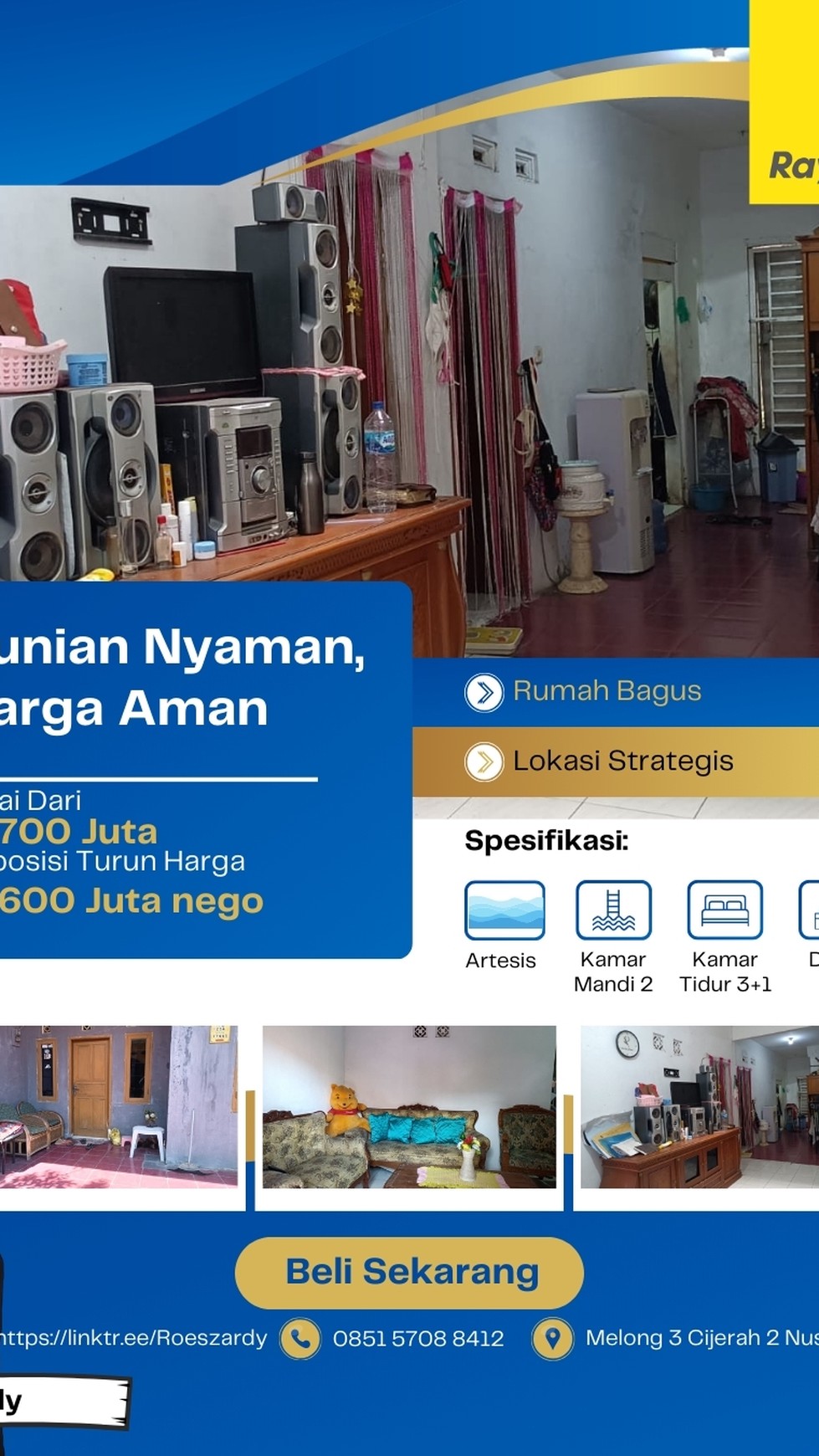 TURUN HARGA Rumah nyaman dan lingkungan yang asri Melong 3 Nusa Indah