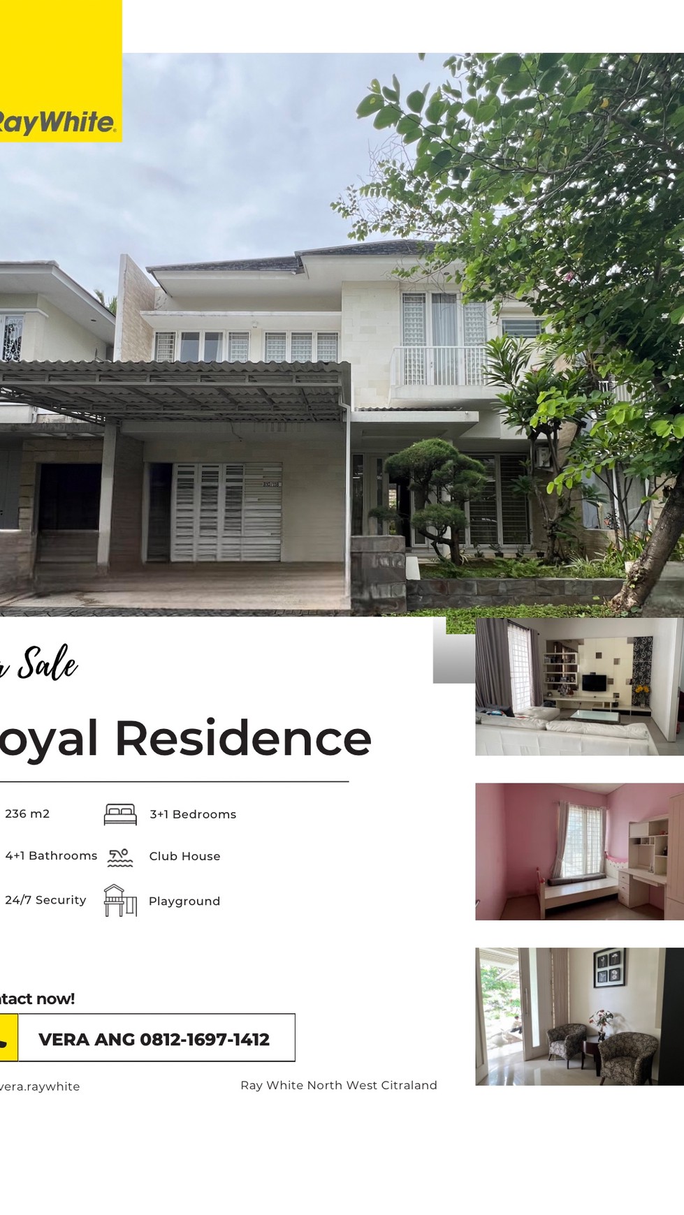 Rumah 2 Lantai Semi Furnished Depan Taman Royal Residence