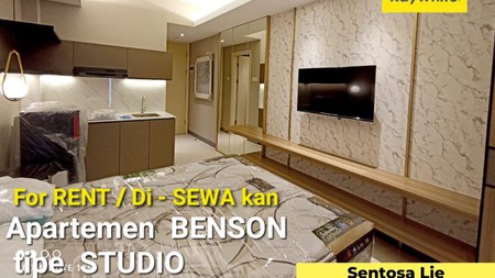 Disewakan Apartemen Benson Tipe Studio FULL FURNISHED Modern Mewah Siap Huni Best City View Lantai 21