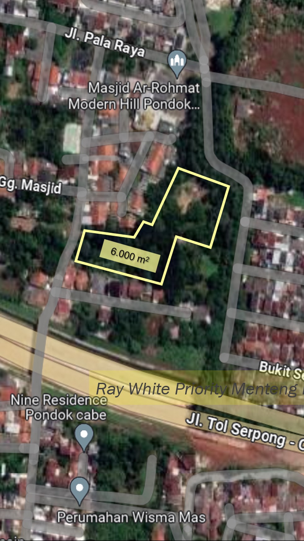 Tanah Dengan Lokasi Strategis di Pinggir Jalan Raya, Pondok Cabe, Tangerang Selatan