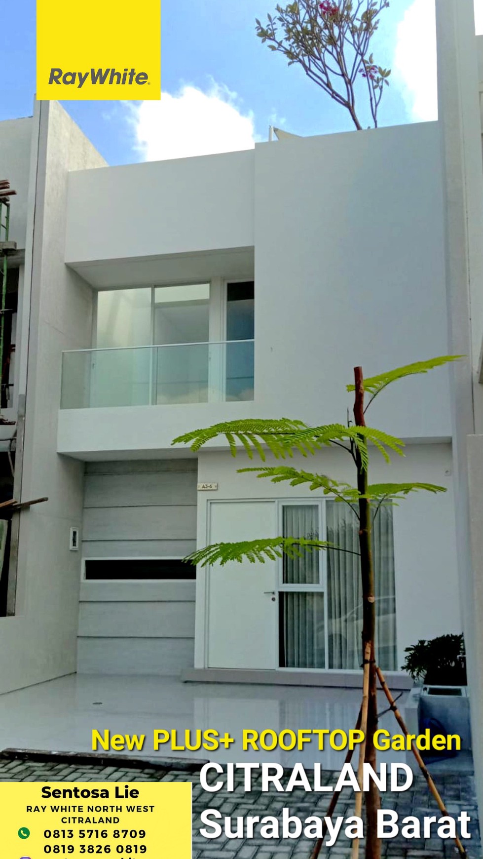 Dijual Rumah Baru Taman Puspa Raya  Citraland Surabaya Barat NEW ROOFTOP Garden + BONUS : Semi Furnished