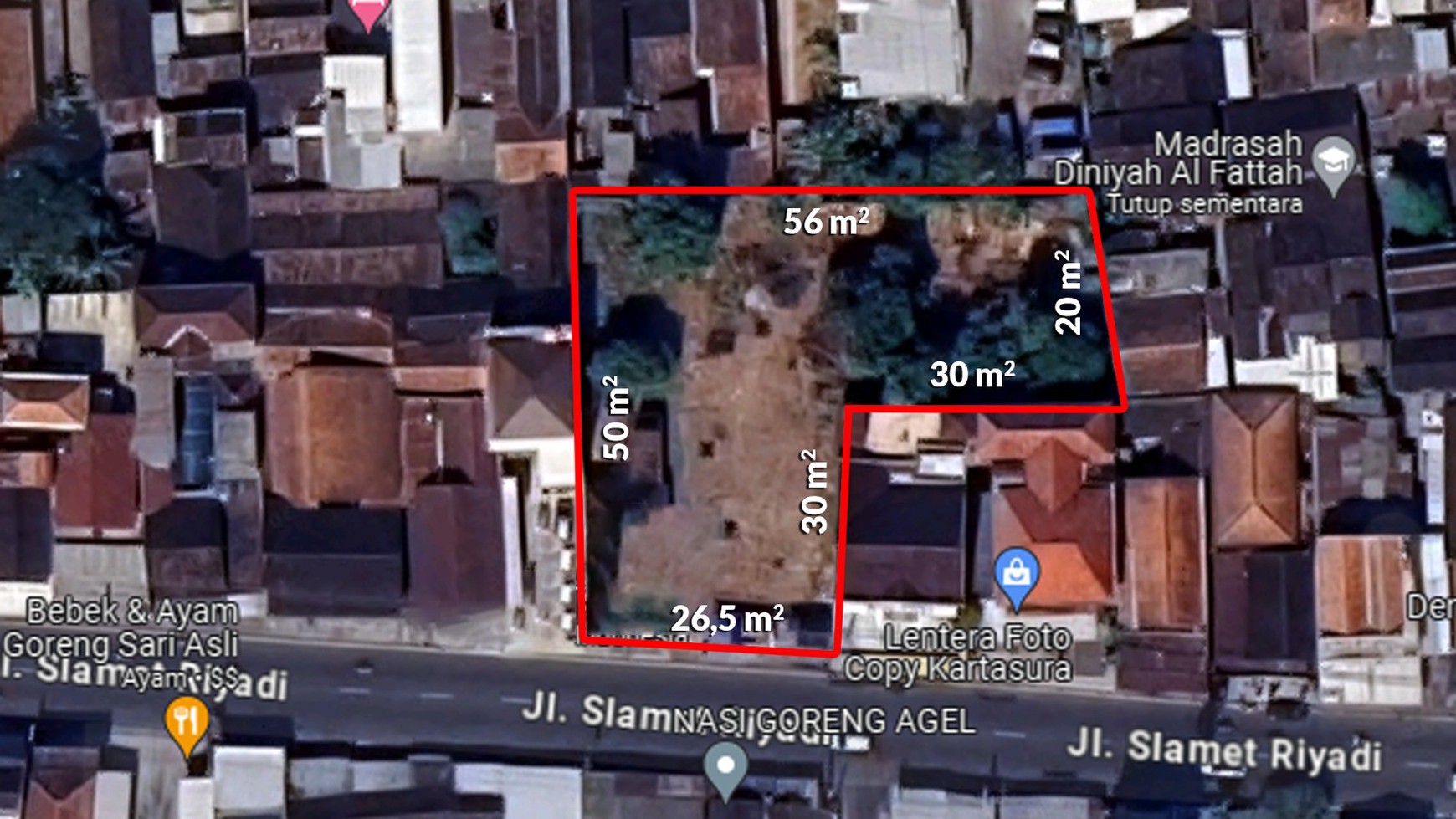 Tanah Jl. Slamet Riyadi, Sukoharjo. Lokasi strategis di area komersial 