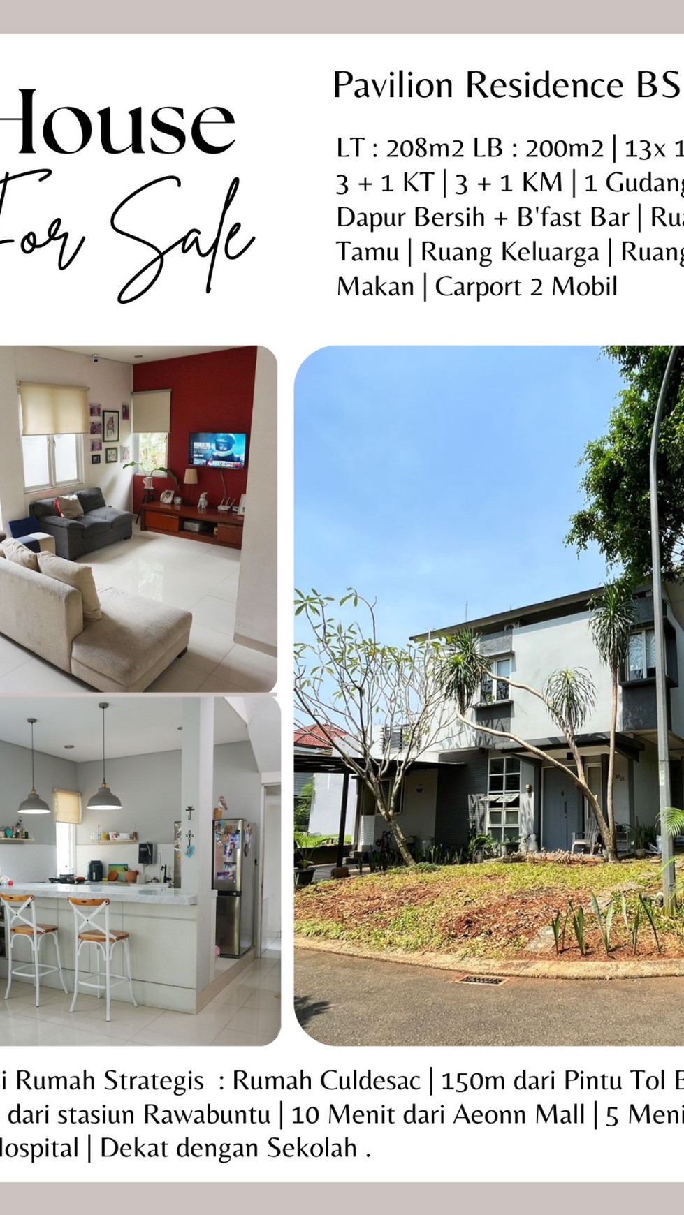 Dijual rumah di Pavillion Residence BSD City Tangerang Selatan