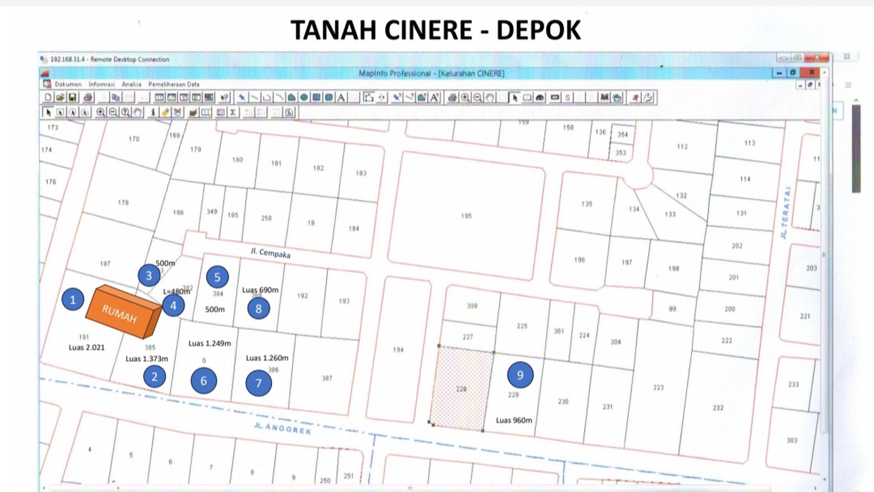 Dijual cepat tanah luas Jln raya anggrek cinere depok