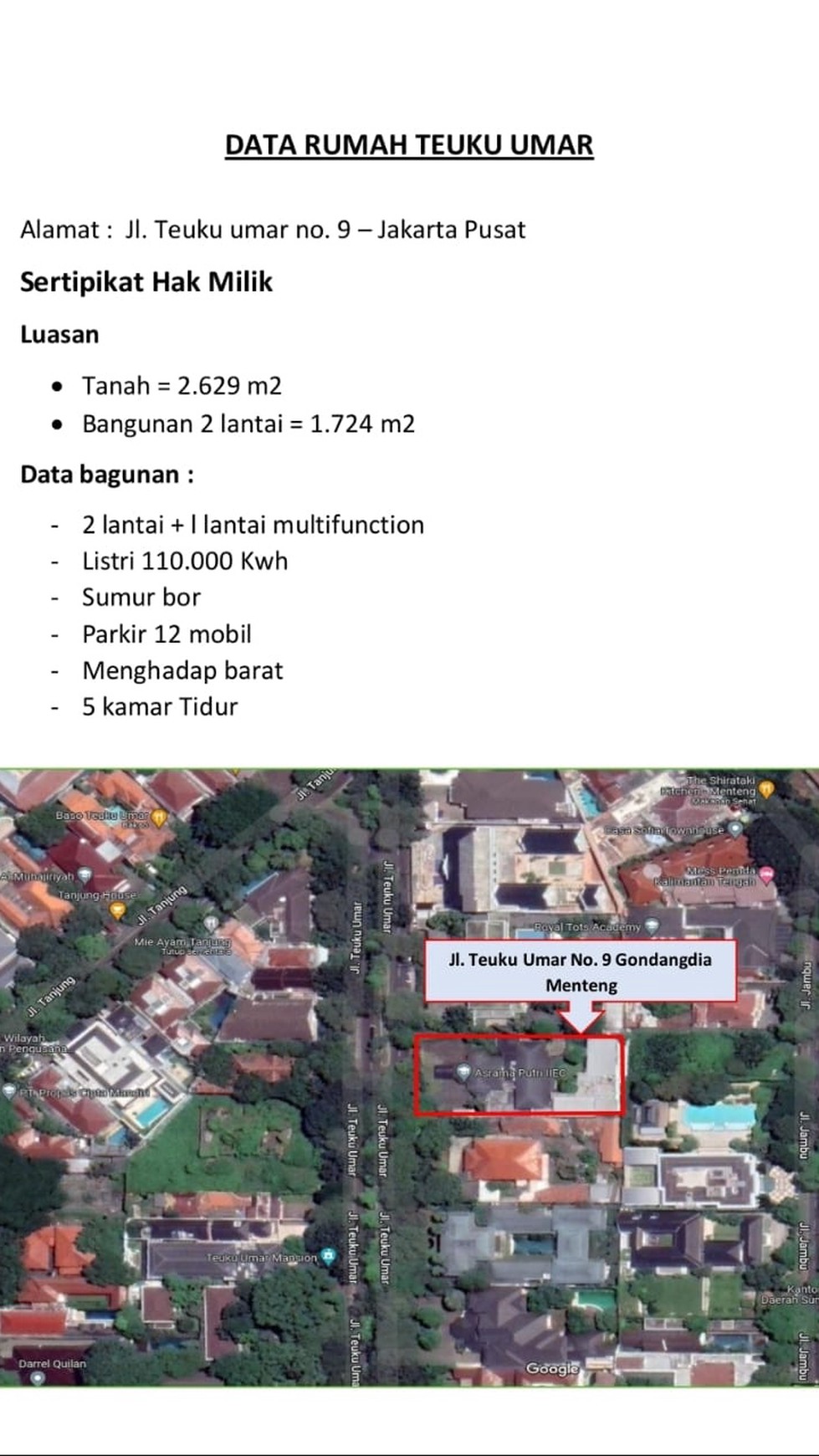 Rumah asri, aman,dan nyaman di Menteng Jakarta Pusat