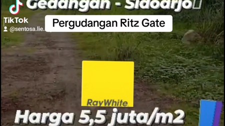 Dijual 2750 m2 Tanah Industri Pergudangan Ritz Gate Gedangan Sidoarjo - Siap Bangun - Sudah URUG - Bisa KPT Bank