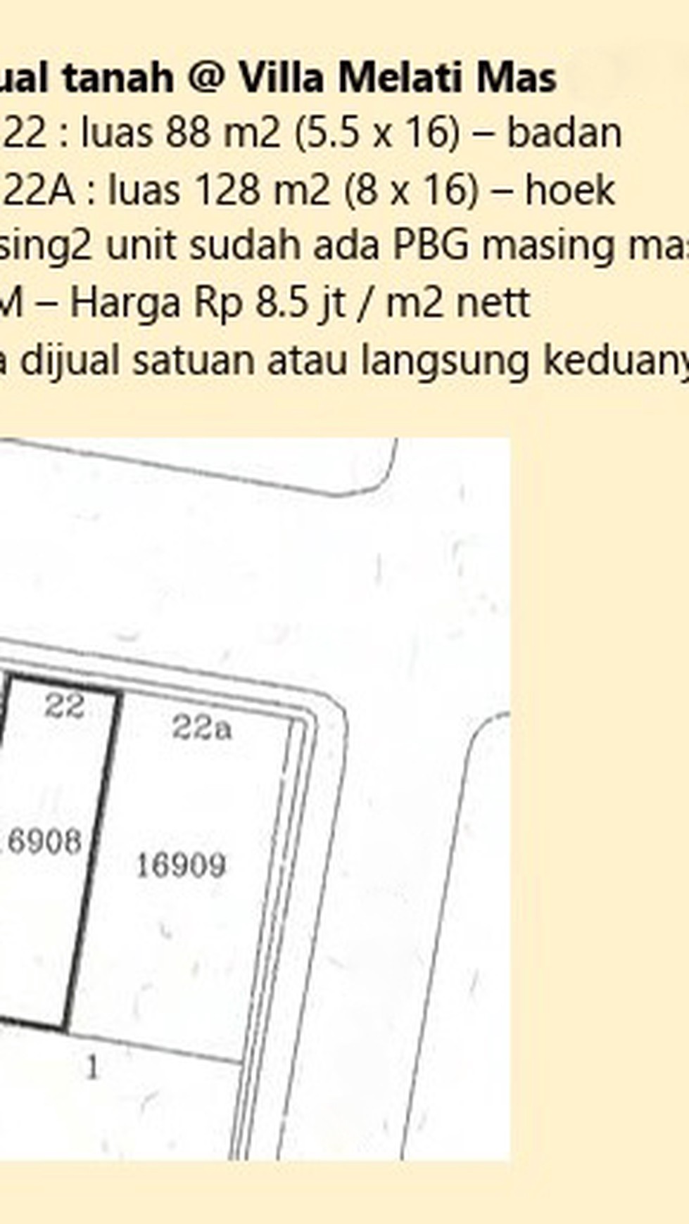 Kavling Siap Bangun dalam Perumahan Villa Melati Mas, BSD