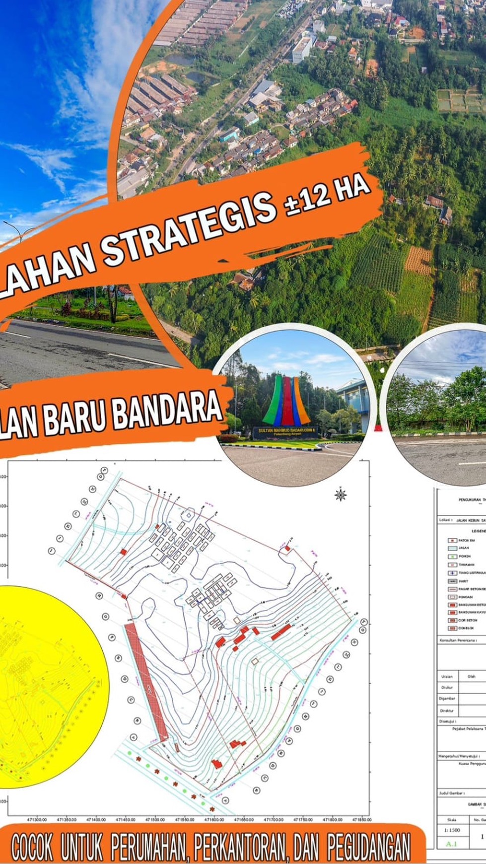 Kavling Siap Bangun Lokasi Strategis Pinggir Jalan Raya @Sukarami, Palembang