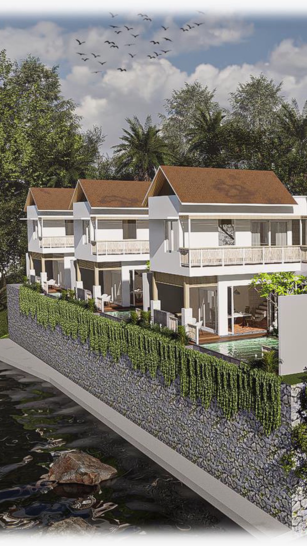 Freehold - Modern 2 Bedroom Villa with Riverside Views 30 Minutes from Ubud Centre