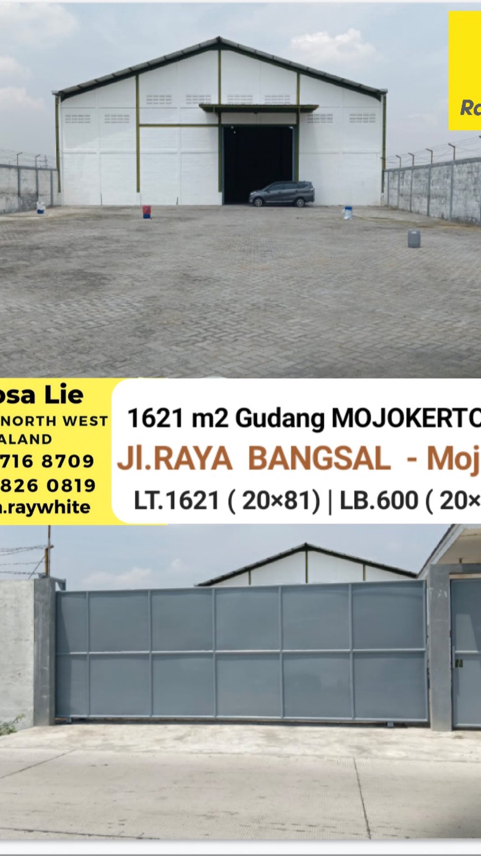 Dijual 1621 m2 Gudang Raya Bangsal - Mojoanyar - Mojokerto.- JATIM 