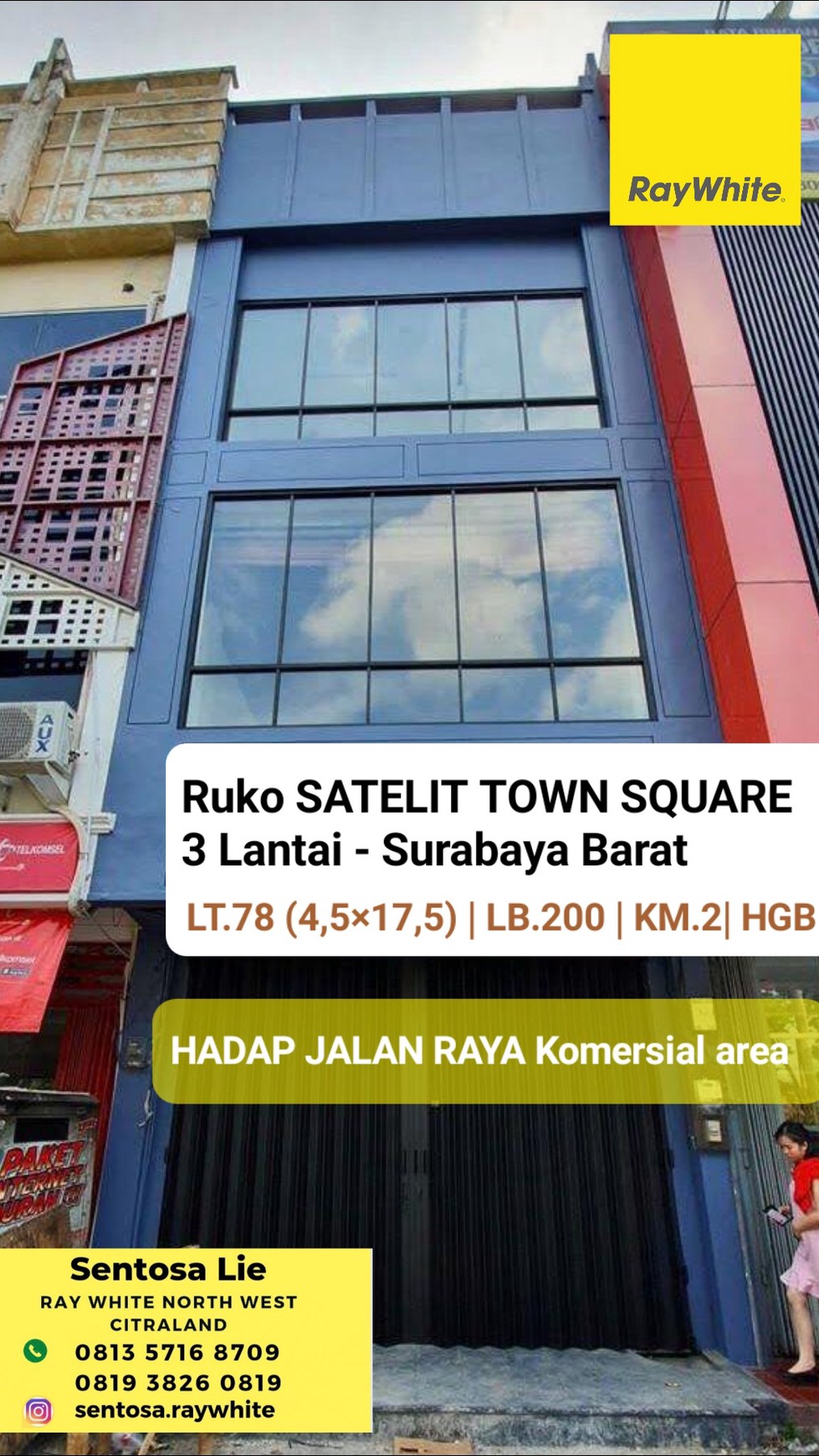 Dijual Ruko Satelit Town Square - Hadap Nol Jalan Raya Sukomanunggal Surabaya Barat - Parkiran Mobil Luas 