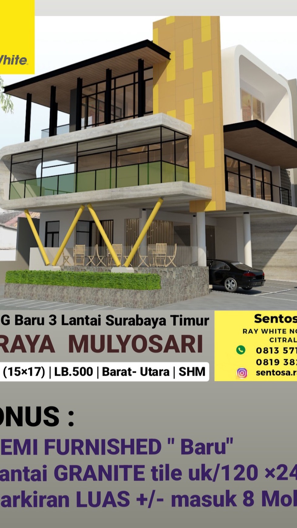 Dijual Gedung Baru Surabaya Timur Jl. Raya Mulyosari - Parkiran Luas BONUS SEMI Furniture New Baru STRATEGIS Nol Jalan Raya Cocok buat Segala Usaha 