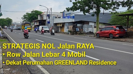 Disewakan 1500 m2 Tanah Nol Jalan Raya Menganti - Komersial are Cocok buat Usaha Strategis dekat Greenland Residence Menganti