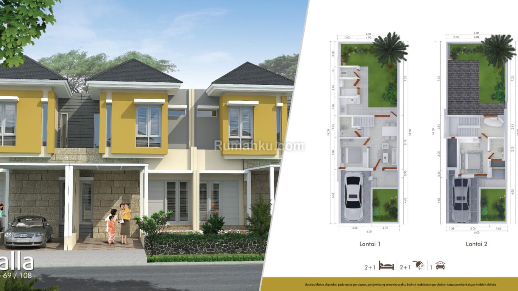 rumah cluster semi furnish kawasan kota harapan indah