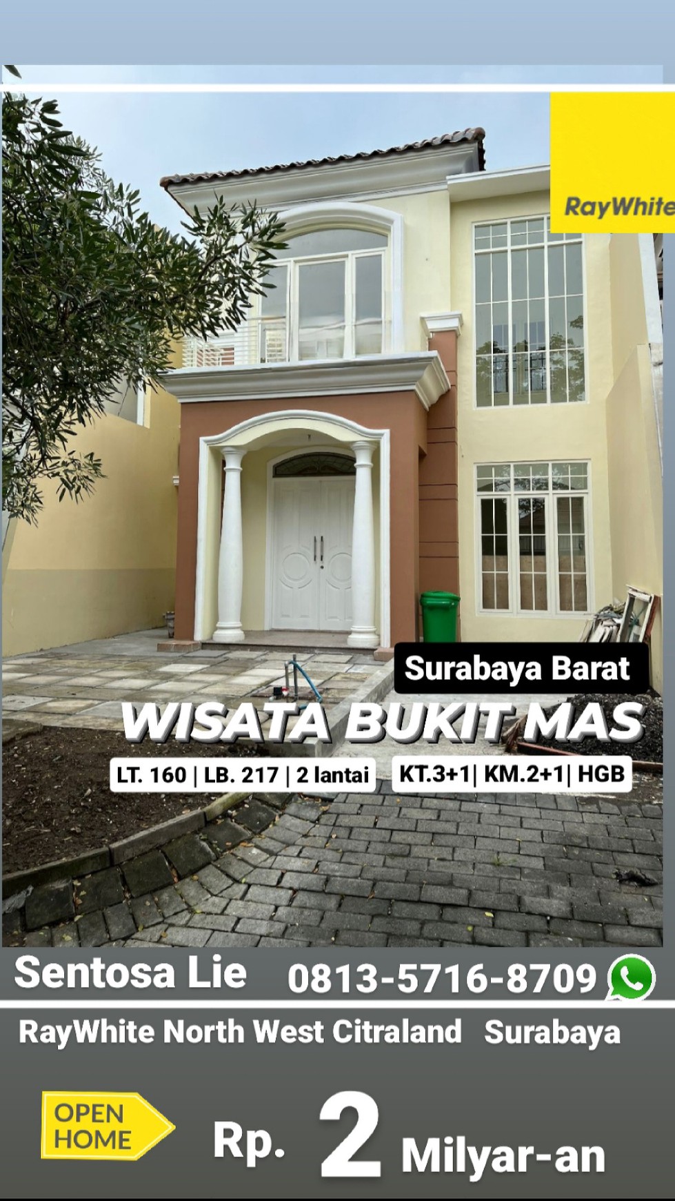 MURAH Rp.13 jt-an/m2 Rumah Wisata Bukit Mas Surabaya Barat - BARU Renov Cantik BONUS 4 unit AC 