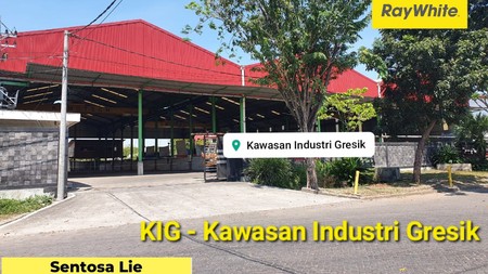 Dijual 5351 m2 Gudang Kawasan Industri Gresik KIG - Bonus + 3 unit CRANE 