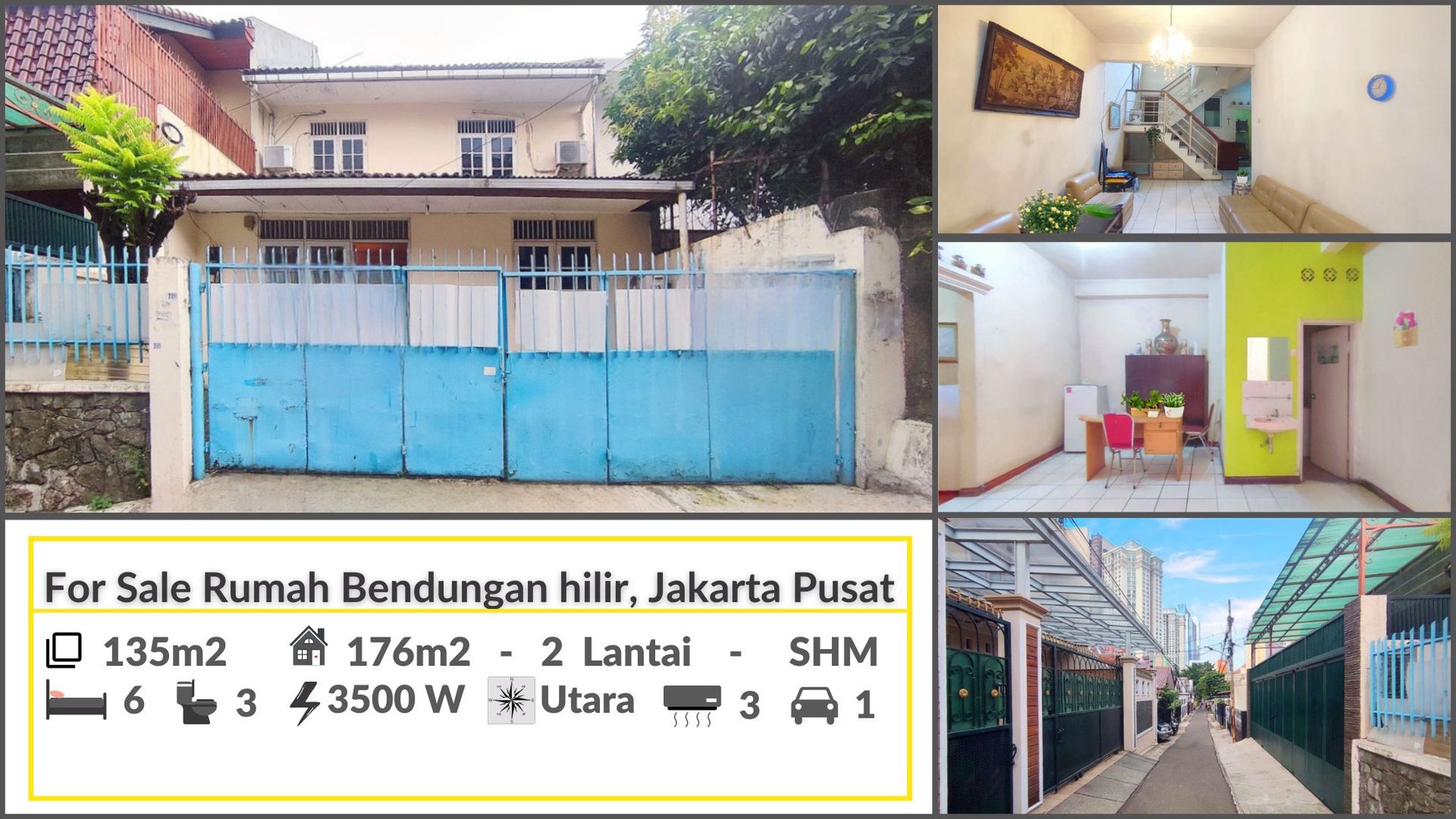 Rumah Lama di Bendungan Hilir Jakarta Pusat Luas Tanah 135m2 Harga 5M Nego #WW