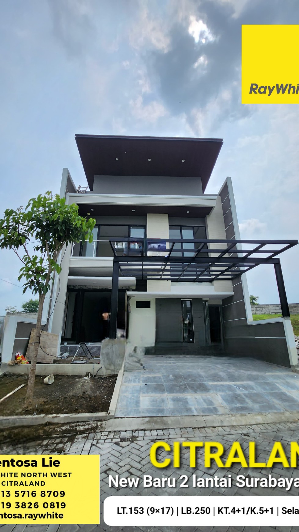 NEW Rumah Eastwood - Woodland - Waterfront Citraland Surabaya Barat - Modern Desain  - Garasi Carport 3 Mobil LUAS  plus KANOPY  Carport